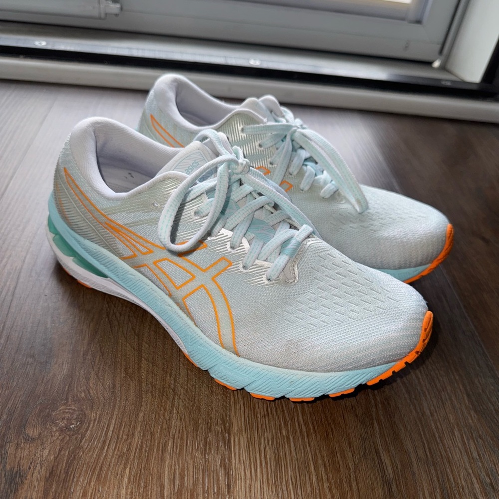 Asics Women's White and Teal Running Shoes